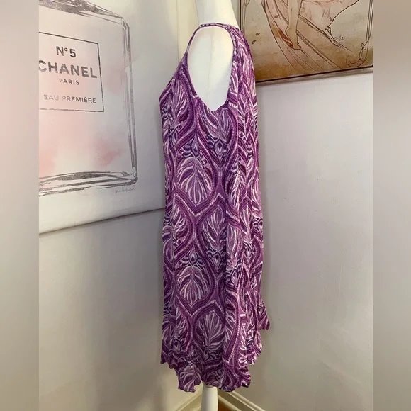 Denim 24/7 Sleeveless Sundress Plus Size 22/24 1X Purple & White - Picture 2 of 13